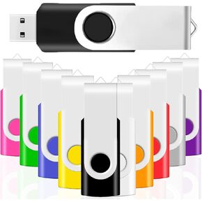 16GB Flash Drive USB 3.0 10 Pack, USB Drive 16GB USB3.0 High Speed 10 PCS Memory Stick JBOS Swivel Thumb Drives Gig Stick Pen Drive for Data Storage, Zip Drive, Jump Drive, Flash Stick, Mixed Colors
