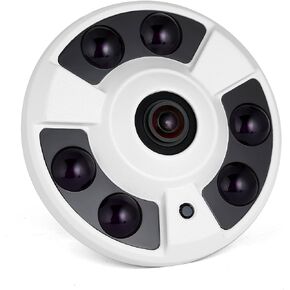 HD 3MP Dome Fisheye IP Camera, 1.7mm Lens Indoor Security Camera 6 Array LED IR Night Vision P2P Remote View CCTV Video Cam H.265/H.264(IF02 White)