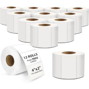 6000 Labels 4" x 3" Direct Shipping Thermal Labels, Address, Mailing labels, Strong Adhesive Labels Perforated, Commercial Grade, Compatible with Rollo, Nelko, Munbyn Thermal Printers (4"x3")