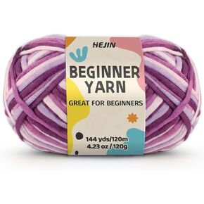 120g Rainbow Color Yarn for Crocheting and Knitting; Rainbow Yarn for Beginners with Easy-to-See Stitches;Worsted-Weight Medium #4;Yarn for Beginners Crochet Kit Making