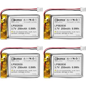 EEMB 3.7V Lithium Polymer Battery 250mAh 502030 Lipo Rechargeable Battery Pack with Wire JST 2.0mm JST Connector for VXI Blue Parrott- Confirm Device & Connector Polarity Before Purchase