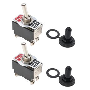 SING F LTD 2PCS Double Pole DPST On Off Toggle Switch 53.2x33.5mm 10A 125VAC 6A 250VAC with Metal Waterproof Cap 4 Terminal Pin Rocker Switch for Ships Automotive