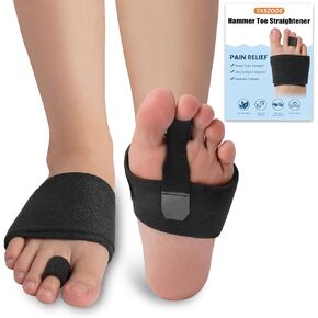 Hammer Toe Corrector Straightener for Women & Men, Toe Correctors Relief for Curled Toes, Hammer Toe, Crooked Toe, Broken Toe Support (1 Compression Foot Wrap & 1 Toe Strap)