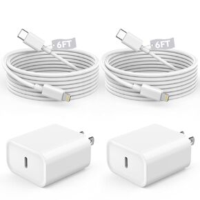 Fast Charger iPhone,Fast Apple Charger iPhone【Apple MFi Certified】2Pack USB C Wall Charger Fast iPhone Charger 6FT Type-C USB C to Lightning Cables for iPhone 14/13/12/11 Pro Max,Mini,8, iPad/AirPods