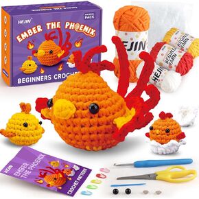 Crochet Kit for Beginners, Unicon Crochet Kits for Kids and Adults Include Rainbow Yarn, Videos Tutorials, Eyes, and Crochet Hook - Crochet Animal Kit, Beginner Crochet Kit - Gift for Birthdays