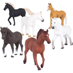 Terra by Battat – 6 Pcs 6" Horse Toys – Realistic Horse Figurines – Plastic Zoo Animal Toys for Kids 3+ – Horse Gift & Party Favors Decorations