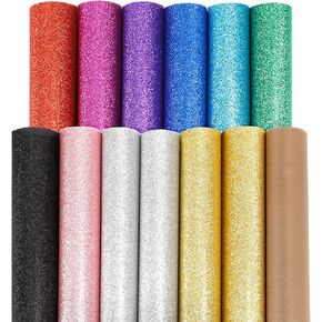 Iron on Vinyl Heat Transfer Vinyl 22 Pack Includes 16 Pack Assorted Colors Sheets and 6 Pack Glitter Sheets for T-Shirts Works with Cricut, Silhouette Cameo（10in x 12in）