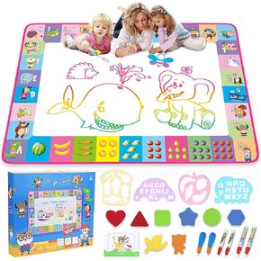 Water Doodle Mat - Kids Painting Writing Doodle Board Toy - Color Doodle Drawing Mat Bring Magic Pens Educational Toys for Age 2 3 4 5 6 7 8 Year Old Girls Boys Toddler Gift