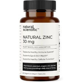 Organic Zinc Supplements 30mg - for Men and Women - from Organic Guava Leaf - Plant-Based, Gluten-Free, Vegan, Non-GMO - 60 Capsules - Premium Dietary Supplement by Natural Scientific
