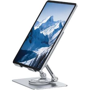 Orlian Tablet Stand Adjustable with 360 Swivel Base Aluminum Tablet Stand Holder Universal Tablet Holder for iPad Samsung Huawei Lenovo Fire Tablet Smartphone Kindle