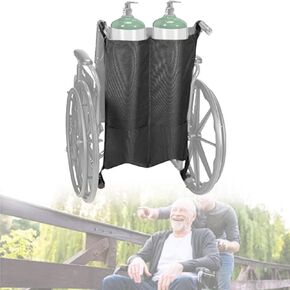 Mediss Wheelchair Dual Oxygen Tank Holder - O2 Cylinder Carrier Backpack for D and E Bottle, Dual and Portable