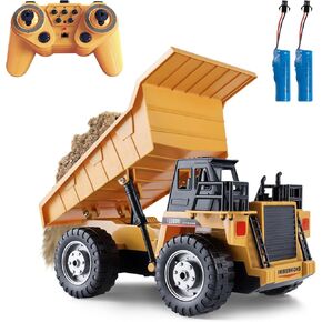 KASQERT Remote Control Excavator Toys for Boys,14 Channel 1:14 RC Digger Construction Toys Tractor,Simulated Smoke, Sound, Lighting, Metal Digging Head, for Boys 3 4 5 6 7 8 9 10