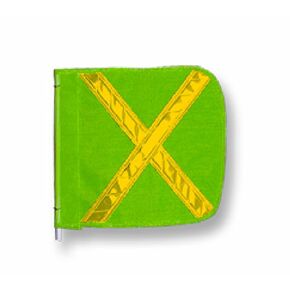 Flagstaff FS8 Yellow Safety Flag with Reflective X, 16" Overall Length, 16" Overall Width, Green (Pack of 1)