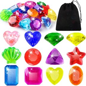 Vellibring 180 Pieces Pirate Treasure Gem Toys,Fake Acrylic Bling Gem Diamonds Toys Colorful Beach Gems Pirate Jewels Toys with Drawstring Bag for Kids Pirate Party Favors Decoration in Kuwait