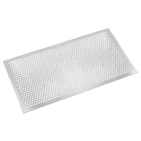 QWORK 304 Stainless Steel Perforated Sheet Metal, 23.6"x11.8" Polished Finish, Rust-Resistant, Displaced Triangular Holes for Decorative Use, BBQ Grate, Ember Retainer, 1 Pack