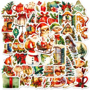 50 Pcs Christmas Stickers for Kids Girls Christmas Window Clings Pink Stickers Waterproof Stickers Christmas Tree Stickers for Tags Christmas Decorations