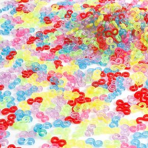 QONCV S Clips, S Clips for Rubber Band Bracelets, Rainbow Loom Bracelet Kit, Loom Rubber Band Bracelet, 500 Pieces Boxed, Clear, Loom Bands Bracelets DIY Making Refill Kit, Connectors Refills.