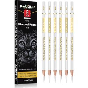 KALOUR Professional Charcoal Pencils Drawing Set -12 Pieces Soft, Medium and Hard Charcoal Pencils for Drawing, Sketching, Shading, Artist Pencils for Beginners & Artists