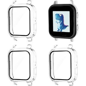 Snyeest [3 Pack] Case Compatible with Gabb Watch Screen Protector for Kids, Hard PC Overall Protective Case Bumper Tempered Glass Cover Accessories Compatible for Gabb Watch 2/1,Black+Clear+Blue