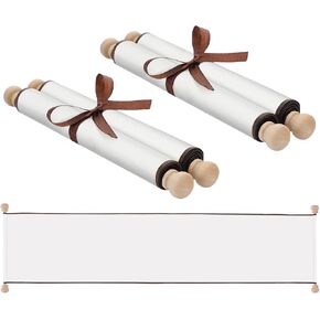 2 Pack Blank Paper Scrolls 7.5 x 31 Inches Scroll Paper Wrapped on Wood Rod for Writing, Drawing, Calligraphy, Wedding Vows, Invitation, Renaissance Festivals