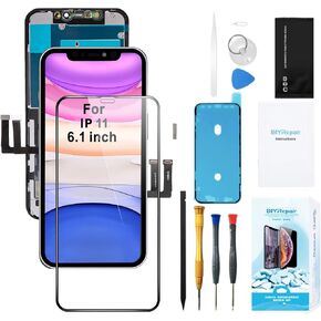 Premium for iPhone 11 Screen Replacement 6.1' 3D Touch Screen Repair kit (Model A2111, A2223, A2221) Digitizer Display Assembly With Back Plate, Waterproof Adhesive, Tempered Glass, Tools, Instruction