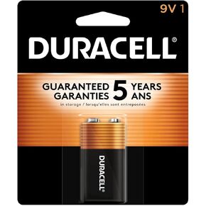 Duracell Coppertop 9V Battery, 1 Count Pack, 9-Volt Battery with Long-lasting Power, All-Purpose Alkaline 9V Battery for Household and Office Devices