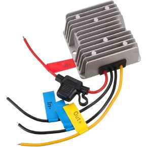 Rebower DC to DC Converter Regulator Waterproof Power Supply Voltage Convert Transformer, [for Trucks] - DC12V/24V to DC6V 25A 150W / Silver Tone, Black