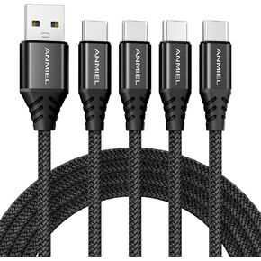 ANMIEL USB C كابل 4pack 10ft 3.1A كابل شحن سريع USB نوع C سلك شاحن نايلون مضفر متوافق مع Samsung Galaxy A10e A20 A50 A51 A71، S10 S9 S8 Plus S10E، Note 20 10 9 8، Moto G7 G8