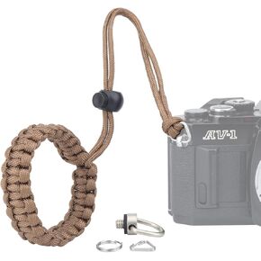 Rigdance Paracord Handmade Camera Wrist Strap, Adjustable DSLR Cameras Hand Strap Lanyard with 1/4 Screw for Insta 360 X3, Selfie Sticks, Cameras(Red and Black)