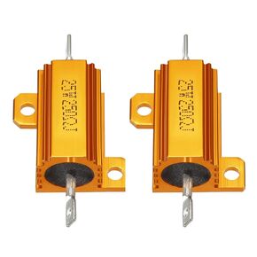YOKIVE 2 Pcs Aluminum Case Resistor, Office LED Converter Replacement Wirewound Resistance, Great for Daily Use (Gold, 25W 250 Ohm)