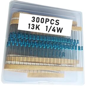 13k 1/4W, 13k 1/4W, 13k ohm, 13k 1/4W, 13kresistor, 13k ohm resistor, 13k ohm Metal resistor, 13k Metal Film resistors 1/4w(0.25w) 1% tolerance 0.01 MF Metal Film Fixed Resistor 300 pcs