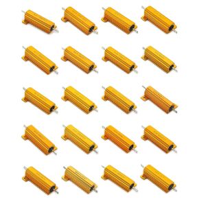 Electronics-Salon 50 Watt 0.1~1K ohm Wirewound Aluminum Housed Resistor Assortment Kit, 50W 0.1 0.22 0.5 1 2 3 4 5 6 8 10 15 20 30 50 100 200 300 500 1K ohm.