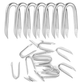 1.4 Inch Steel Wire Fencing Staples, Galvanized U Shaped Fasteners Nails for Fixing Wire Woven and Mesh Fencing, 100 PCS