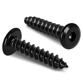 M4 x 8mm Flat Head Socket Cap Self Tapping Screws, 304 Stainless Steel, Hex Drive, Black Finish, 100 PCS