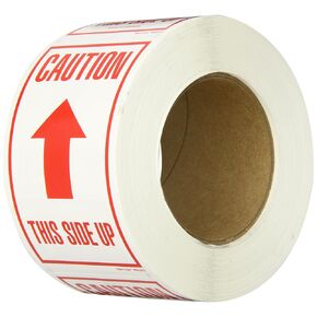 Tape Logic Aviditi Tape Logic 3" x 5","Caution This Side Up" Red/White Arrow Warning Sticker, for Shipping, Handling, Packing, and Moving (1 Roll of 500 Labels)