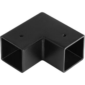 4 Pack 1-1/2" L Shape Square Tube Connector, 2 Way Black Elbow Corner Joint, 90 Degree Railing Fitting, End Rail Clamps for Chain Link Fence, Thickness 2.6 mm, Carbon Steel