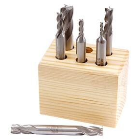 HHIP 8000-0005 Cobalt (M42) 4 Flute End Mill Set, 6 Piece, 3/8"