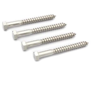 6pcs Hex Head Lag Screws, 3/8" x 3-1/2" Hexagon Head Wood Screws (Partially Threaded), 304 Stainless Steel Lag Bolts, Silvery