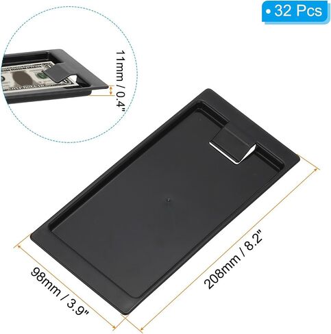 PATIKIL Check Holders, 16 Pack Black Plastic Tip Trays, Restaurant Check Presenters, Guest Receipt Holder Tray for Bars, Hotels, Dining, Catering Business, Cash, 8.2 x 3.9 x 0.4" in Saudi Arabia