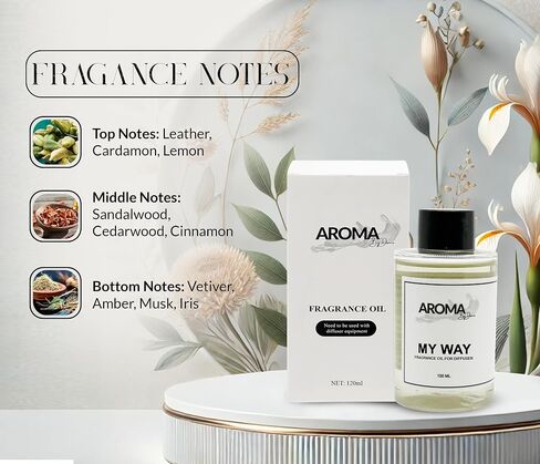 Essential Oils for Diffuser - My Way Fragrance Oil Blend - Luxury Hotel Inspired Aromatherapy Oils - Lush Leather, Cardamon and Lemon Scent - 120ml in Saudi Arabia