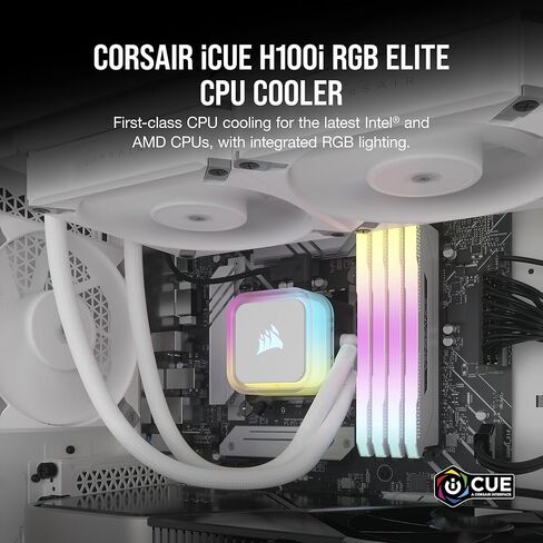 CORSAIR H150i RGB Elite Liquid CPU Cooler - 360mm AIO - AF120 Elite PWM Fans - Intel® LGA 1700, 1200, 2066, AMD® AM5 & AM4 Sockets - White in Saudi Arabia