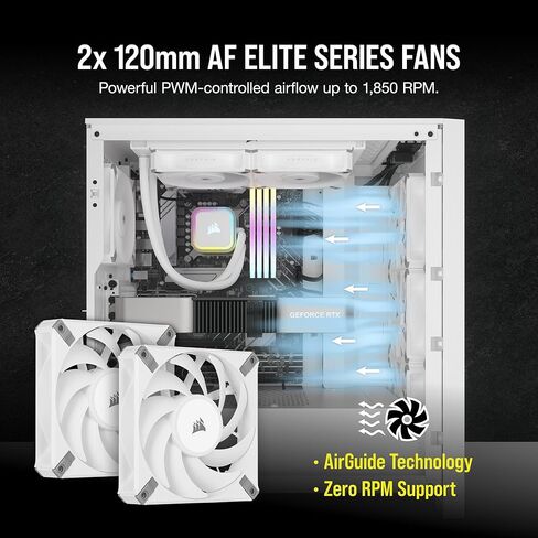 CORSAIR H150i RGB Elite Liquid CPU Cooler - 360mm AIO - AF120 Elite PWM Fans - Intel® LGA 1700, 1200, 2066, AMD® AM5 & AM4 Sockets - White in Saudi Arabia