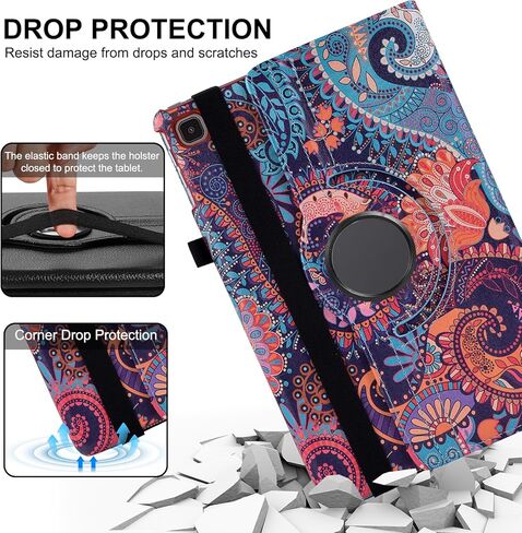 Case for Samsung Galaxy Tab A7 Lite 8.7 Inch 2021, 360 Degree Rotating Stand Heavy Duty Rugged Protective Cover for Galaxy Tab A7 Lite 8.7" 2021 Tablet Model (SM-T220/T225/T227) (Black) in Kuwait