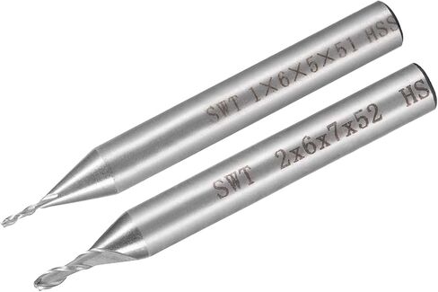 uxcell High Speed Steel HSS-AL 2 Flute Straight End Mill Cutter CNC Router Bits, 2 x 6 x 7mm, 1 x 6 x 5mm in Saudi Arabia