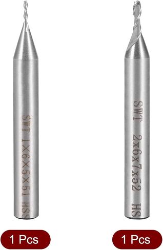 uxcell High Speed Steel HSS-AL 2 Flute Straight End Mill Cutter CNC Router Bits, 2 x 6 x 7mm, 1 x 6 x 5mm in Saudi Arabia
