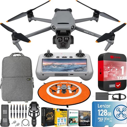 طائرة بدون طيار DJI Mavic 3 Pro Quadcopter مع جهاز تحكم عن بعد RC Pro (شاشة عالية السطوع) Fly More Combo 4/3 CMOS Hasselblad، وقت طيران 43 دقيقة، 4 بطاريات، حزمة مرشحات مع حقيبة ظهر وملحقات Deco Gear in Saudi Arabia