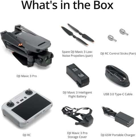 طائرة بدون طيار DJI Mavic 3 Pro Quadcopter مع جهاز تحكم عن بعد RC Pro (شاشة عالية السطوع) Fly More Combo 4/3 CMOS Hasselblad، وقت طيران 43 دقيقة، 4 بطاريات، حزمة مرشحات مع حقيبة ظهر وملحقات Deco Gear in Saudi Arabia