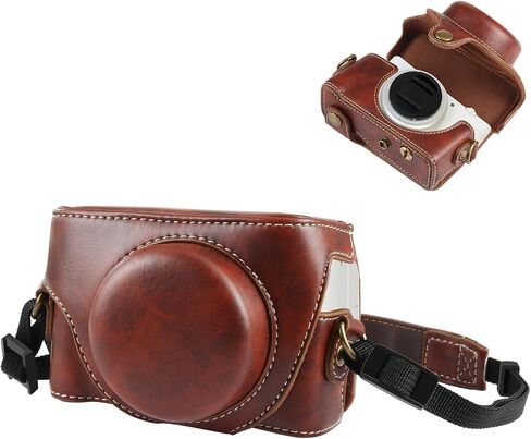 PULUZ Leather Case for Sony ZV-1F, Protective Vintage Camera Bag (Coffee) in Saudi Arabia