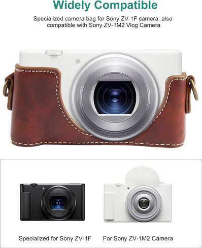 PULUZ Leather Case for Sony ZV-1F, Protective Vintage Camera Bag (Coffee) in Saudi Arabia