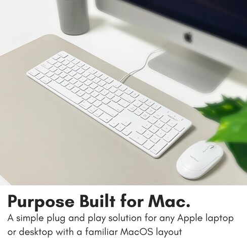 Macally Ultra-Slim USB Wired Keyboard with Number Keypad for Apple Mac Pro, MacBook Pro/Air, iMac, Mac Mini, Laptop Computers, Windows Desktop PC Laptops, Silver (SLIMKEYPROA) in Kuwait